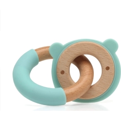 3M+ Wood and Silicone Teether - Green Bear
