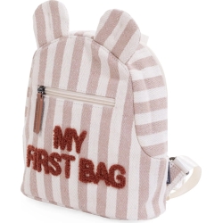 My First Bag - backpack - gray and terracotta stripes