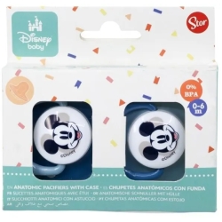 Disney Mickey Mouse 0-6m - 2 silicone pacifiers Set - Sky Blue