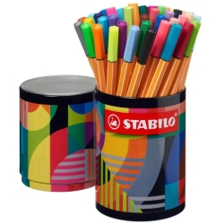 point 88 ARTY - Metal Pen Holder with 45 Colored Fineliners