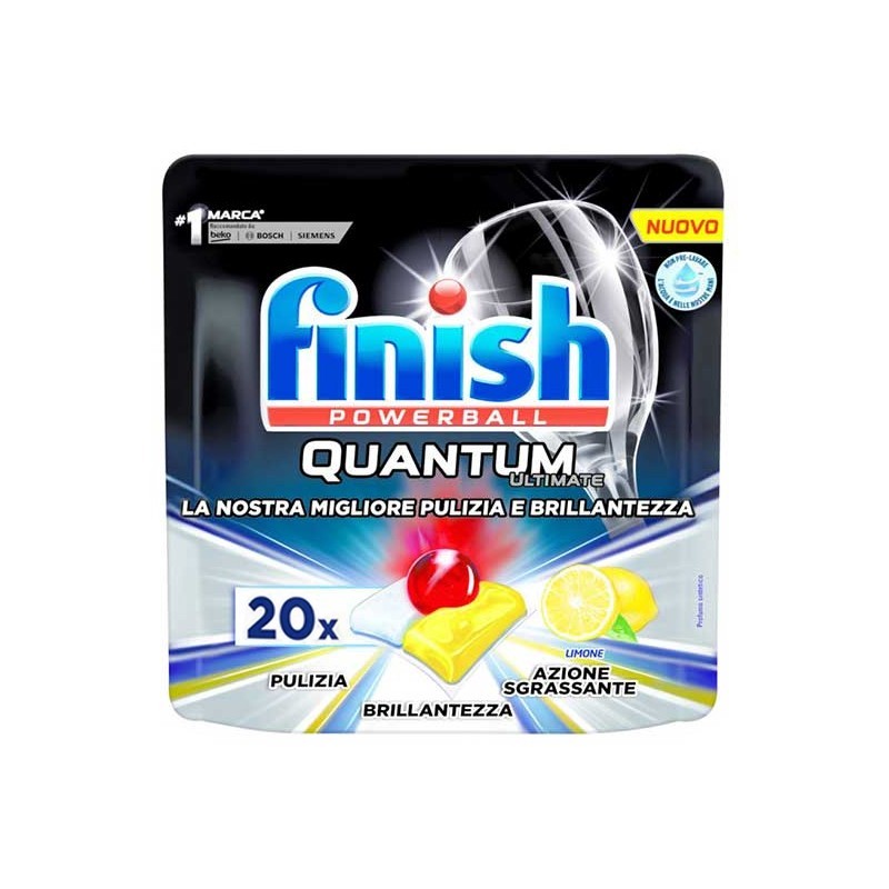 FINISH - Quantum Ultimate Lemon - 20 Caps For Dishwashers