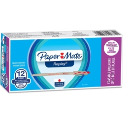 replay ballpoint erasable red pen - pack of 12 pens