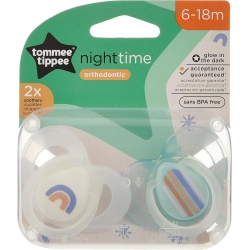 Closer to Nature - 2 silicone soothers night time 6/18m - assorted models
