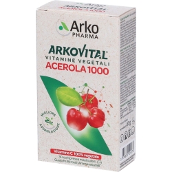 Acerola 1000 - Vitamin C Supplement 30 Chewable Tablets red fruits