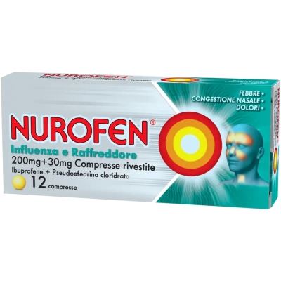 Nurofen 200 mg + 30 mg flu and colds - decongestant analgesic - 12 tablets