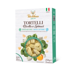 Tortelli - Fresh Pasta Filled with Ricotta and Spinach, Gluten-Free and Lactose-Free 250g