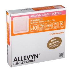 Allevyn Gentle Border - 10 Adhesive Dressings 12.5cm x 12.5cm