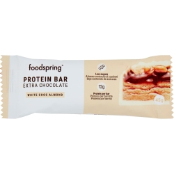 Foodspring Protein Bar Extra Chocolate - Protein Bar with White Chocolate and Almonds 45g