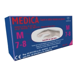 Medical - 100 Natural Latex Gloves with Powder Size M (7-8)