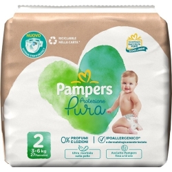 Pampers Pure Protection - 27 Diapers Size 2 (3-6Kg)
