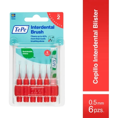 interdental brush red 0,5 mm pack of 6 pcs (Damaged Package)