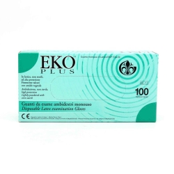 Eko Plus - 100 Large Size Latex Gloves for Outpatient Use