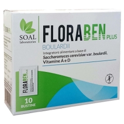 Floraben Plus Boulardii 10 Sachets - Supplement for intestinal flora, iron and calcium