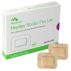 Mepilex Border Flex Lite - 10 Absorbent Wound and Skin Protection Dressings 4 cm x 5 cm