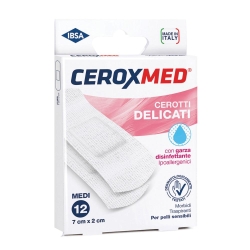 Ceroxmed - 12 Medium Delicate Plasters with Disinfectant Gauze 7 cm x 2 cm