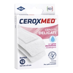 Ceroxmed 12 Super Delicate Plasters for Sensitive Skin 3.8 cm x 8 cm
