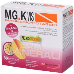 Mgk Vis Magnesium and Potassium Mango and Passion Fruit Flavor 30 Sachets - Supplement for Energy, Muscles and Nerves