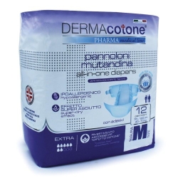 Dermacotone Extra - 12 Super-Absorbent and Odor-Eliminating Diapers, Size M