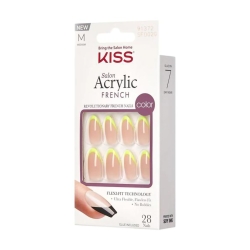 Salon Acrylic French - False Nails - Neon Yellow Almond