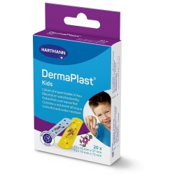 DermaPlast Kids - 20 Hypoallergenic Children's Plasters with Designs in 2 Assorted Sizes