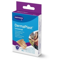 DermaPlast Universal - 40 Breathable Plasters for Small Wounds, Multipurpose, Assorted Sizes