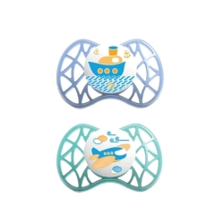 AIR 55 - 2 Pacifiers with Symmetrical Teat 0-6m+ Blue and Tiffany Color
