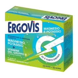 Ergovis Mg+K with B Vitamins 12 Orange Flavored Sachets - Supplement for Tiredness and Fatigue