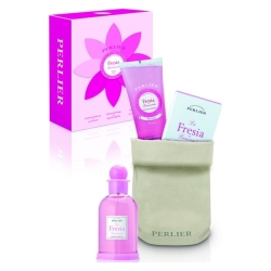Freesia Gift Set - 200 ml Shower Gel + 300 ml Liquid Soap + 100 ml Eau De Toilette + Storage Bag