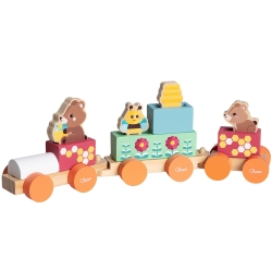Chicco Teddy Bear Train - Wooden Toy with 4 Characters and 5 Blocks
