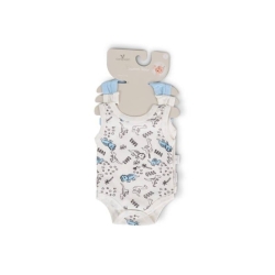 Body Set - 3 Blue Cotton Bodysuits 3-6 Months