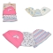 Hat Set - 3 Pure Cotton Baby Hats Pink 0-3m
