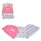 Hat Set - 3 Pure Cotton Baby Hats Pink 0-3m