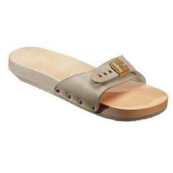 Scholl Pescura Flat Original - Clogs with Anatomical Wooden Footbed, Sand Color, Size 40