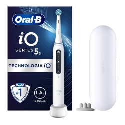 Oral B iO 5S - White Rechargeable Electric Toothbrush with 1 Replacement Head and 1 Travel Case