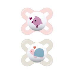 Start Nanò - 2 Natural Rubber Orthodontic Pacifiers 0-2 Months Pink