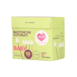 Dealo Baby Cotton Buds - 55 Biodegradable Cotton Buds for Babies