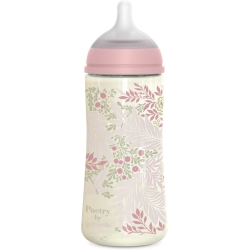 Suavinex Poetry - Plastic Bottle with Silicone Teat SX Pro Pink 360 ml