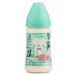 Suavinex Wide Neck Baby Bottle with Anatomical Silicone Teat 0-6 Months Green 270 ml