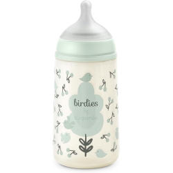Suavinex Birdies - Baby Bottle with Silicone Teat Sx Pro Medium Flow Anti-Colic 3M+ Green 270 ml