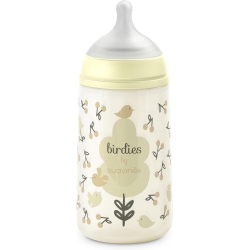 Suavinex Birdies - Baby Bottle with Silicone Teat Sx Pro Medium Flow Anti-Colic 3M+ Neutral 270 ml