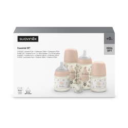 Suavinex Birdies Essential Gift Set - 4 Bottles (2 x 150 ml, 2 x 270 ml) and Sx Pro Pacifier 0-6 months Pink