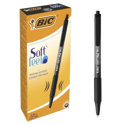 Soft FeelClic Grip - 12 Retractable Ballpoint Pens Medium Tip 1.0 mm Black Color