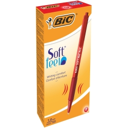 Soft FeelClic Grip - 12 Retractable Ballpoint Pens Medium Tip 1.0 mm Red Color