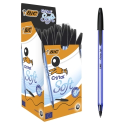 Cristal Soft - 50 Black Ballpoint Pens Medium Tip 1.2 mm