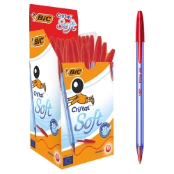 Cristal Soft - 50 Red Ballpoint Pens Medium Tip 1.2 mm