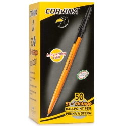 Corvina 51 Classic - Set of 50 Ballpoint Pens, Clip-On Cap, Black
