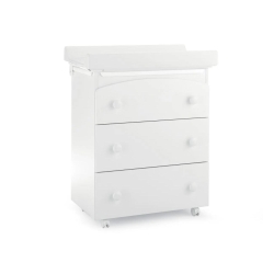 Changing Table with 3 Drawers + Tub and Wheels White 76 x 49 x 89 cm