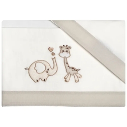 Elephant and Giraffe Embroidery Evolutionary Crib Sheet Set - Beige