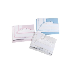 3 Crib Sheets for Pram, 100% Cotton, Aida Cloth, Elasticated Corners, White Border