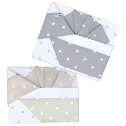 Maxi Crib Sheet Set with Star Pattern - 2 Sheets + 1 Pillowcase - Beige